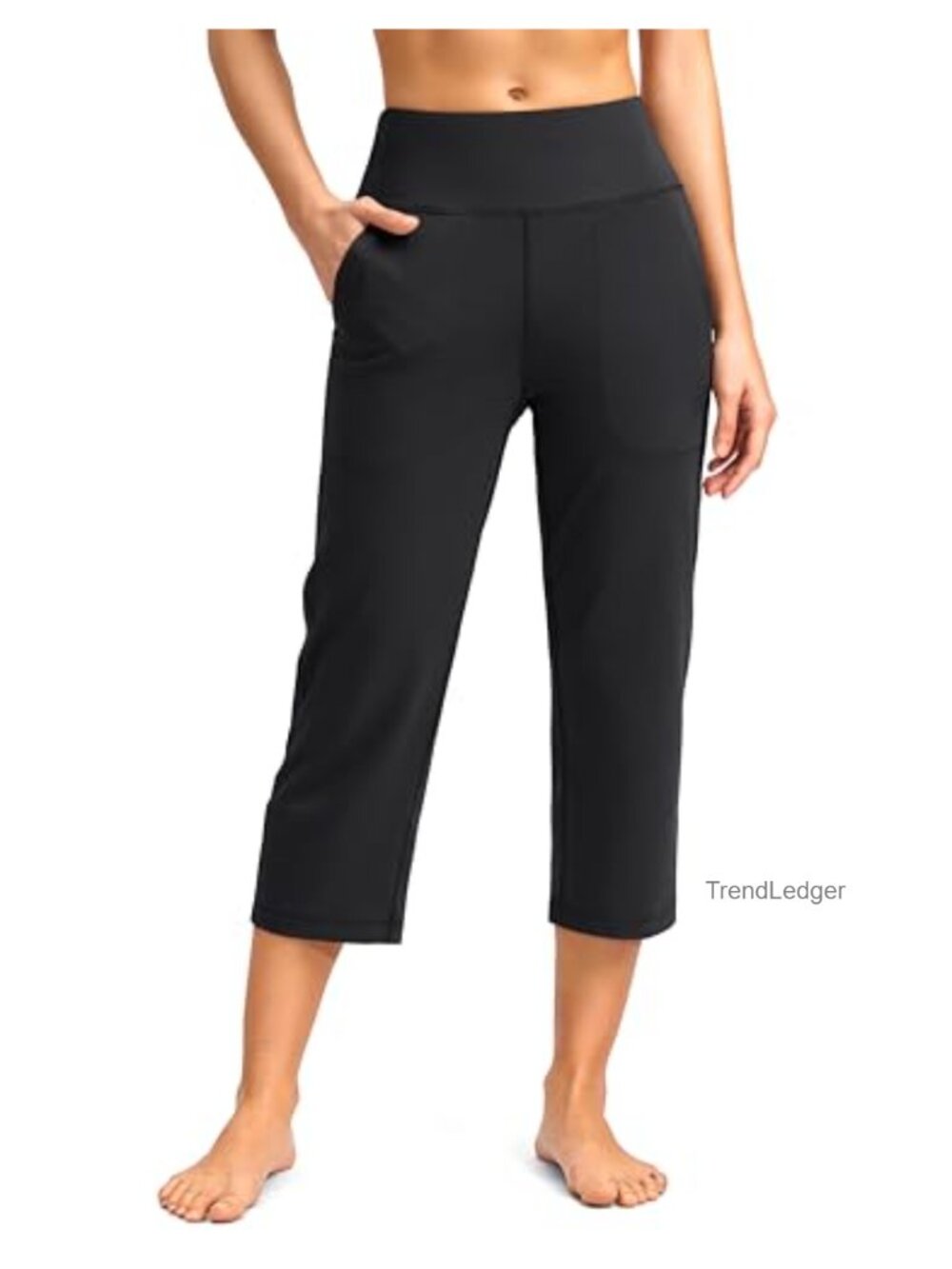 Capri Pants with Pockets Yoga Capris Leggings High Rise Cropped